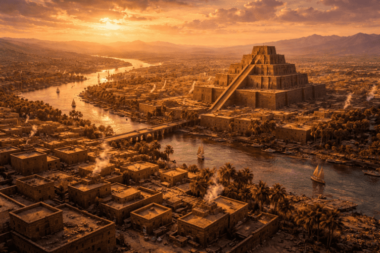 Ciudad antigua de Mesopotamia a orillas del Tigris y el Éufrates