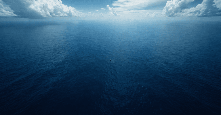 El océano Pacífico en el Punto Nemo, el lugar más remoto de la Tierra